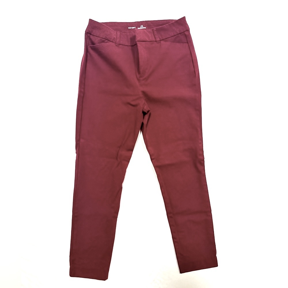 Old Navy Pixie High Rise Pants with Secret-Slim Pockets in Burgundy (6)